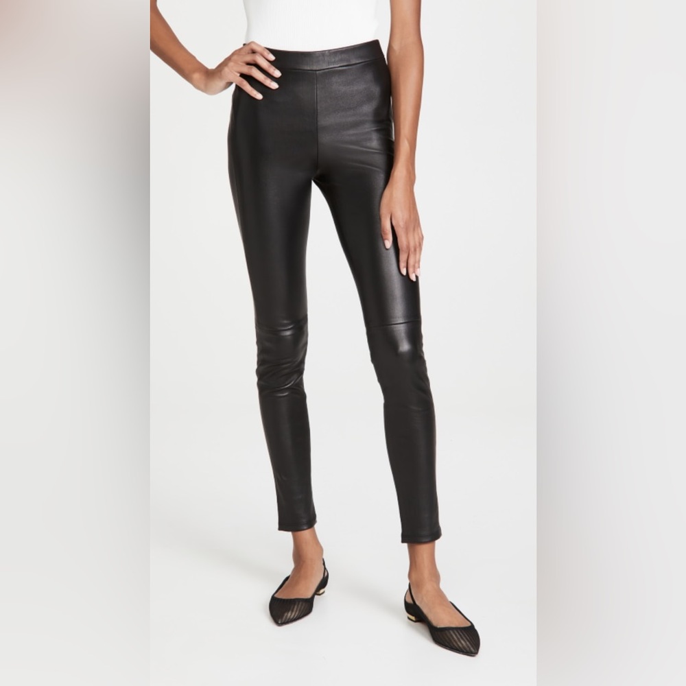 Theory Mid Rise Leather Skinny Legging (size 4, black)